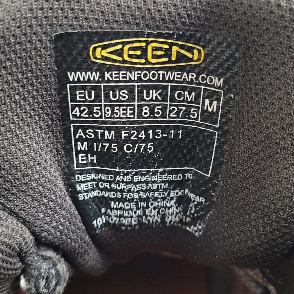 🥾Keen Work Boot Mens 9.5EE Leather Lansing Mid Waterproof Steel Toe EH Slip Res